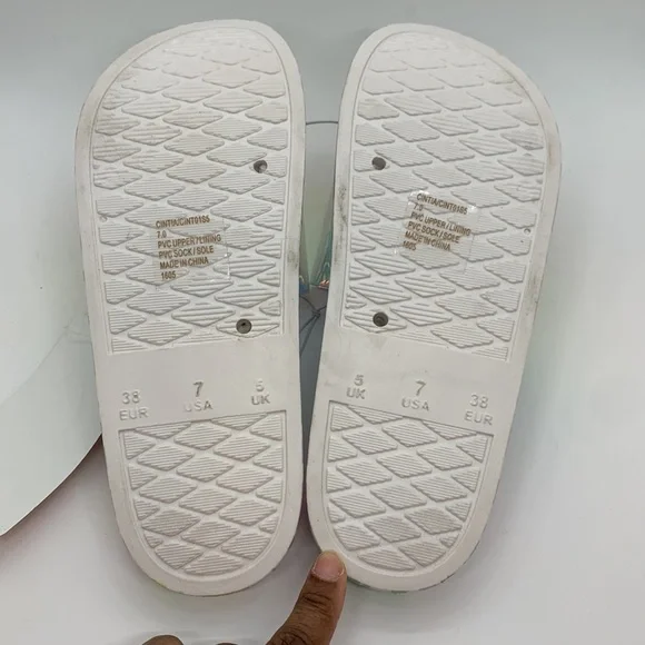 Luv Betsey NEW Slides Slip-Ons Iridescent Clear Multi 7 Jelly Sandal Flip Flop - Picture 5 of 8